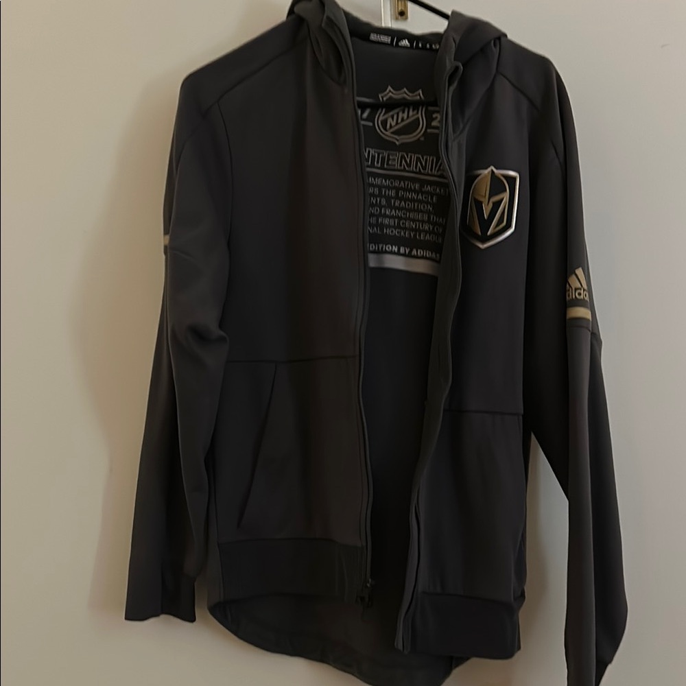 Adidas NHL Gray Zip-Up Hoodie Las Vegas Golden Knights